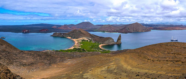 HDR Panorama of Sullivan Bay from the Peak of Bartolomé Island