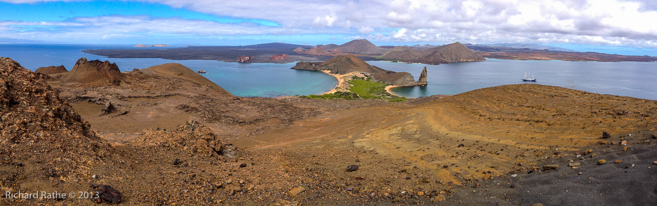 Photo by Richard Rathe Panorama, Bartolome_Island, Pinnacle_Rock, Galapagos