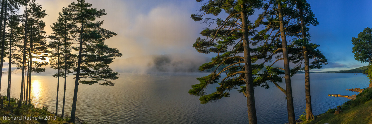Photo by Richard Rathe Panorama, Sunrise, Sacandaga_Lake, Adirondacks, New_York