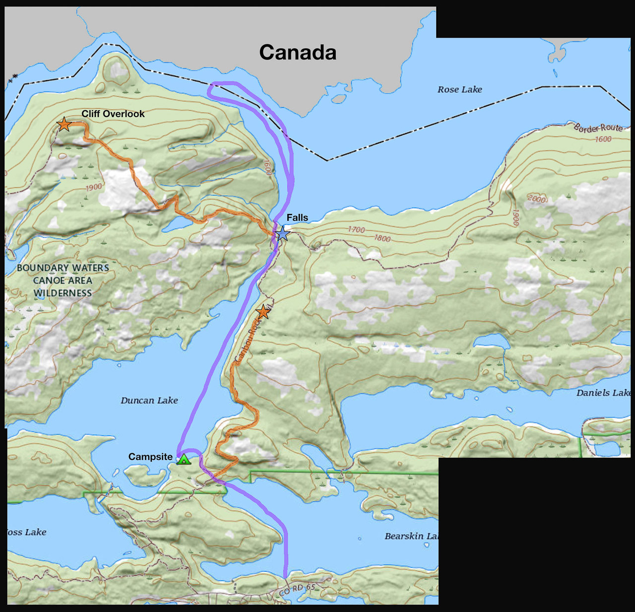 BWCA Duncan-Rose Lakes Map